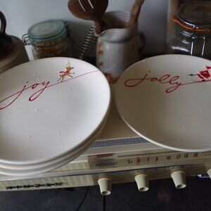 Christmas Plates Merry ,Believe ,jolly ,joy,Four